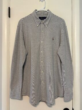 Ralph Lauren Men's L/S Knit Oxford Button-Down Shirt Heather Gray XL Pony Logo